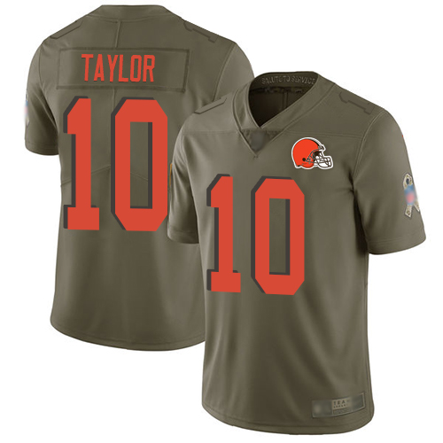 Cleveland Browns Taywan Taylor Men Olive Limited Jersey #10 NFL Football 2017 Salute To Service->cleveland browns->NFL Jersey